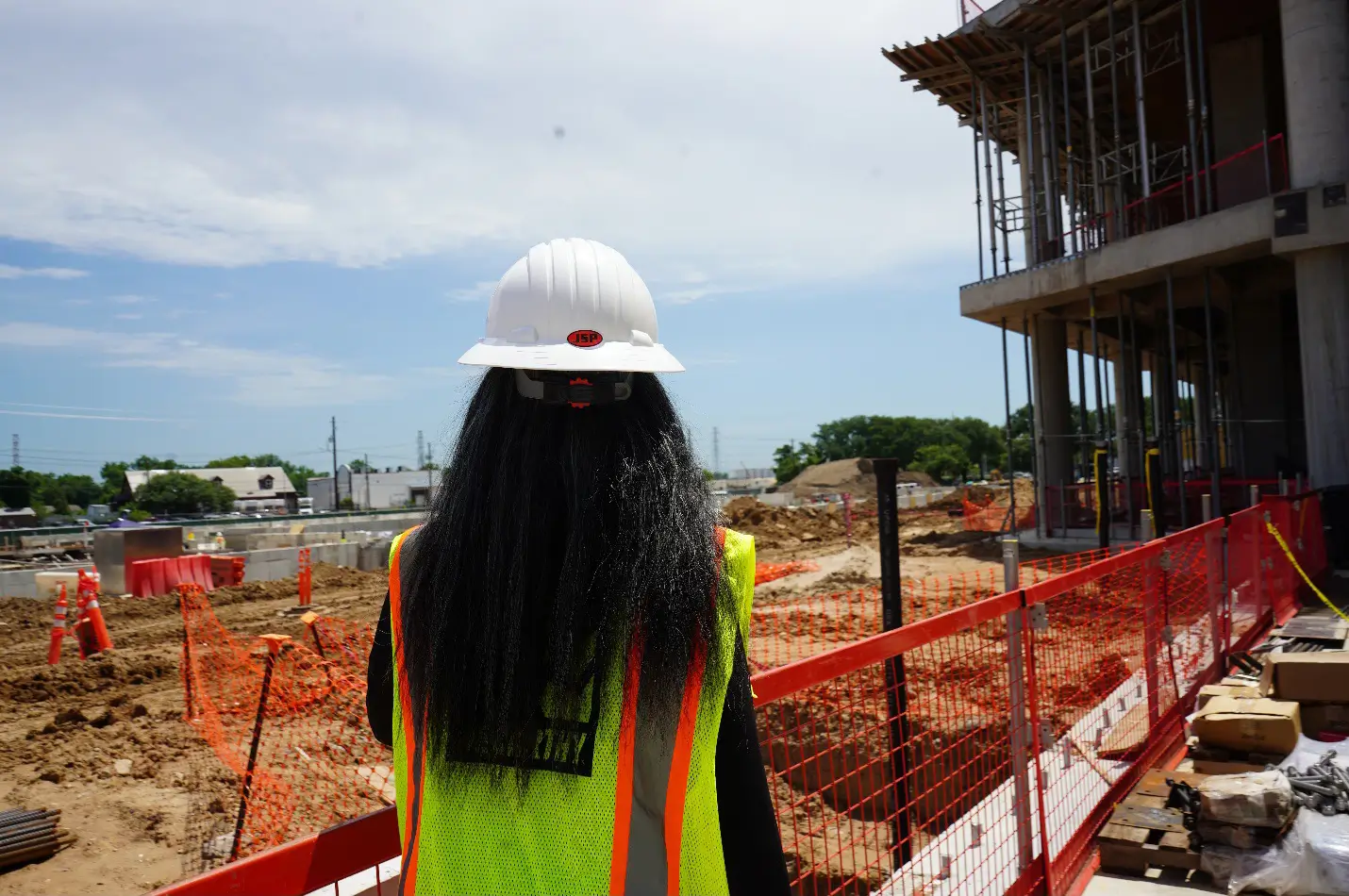 Helen Callier, Founder and CEO, PermitUsNow on construction site on new Harris Health LBJ Hospital campus in July 2025, Houston, Texas