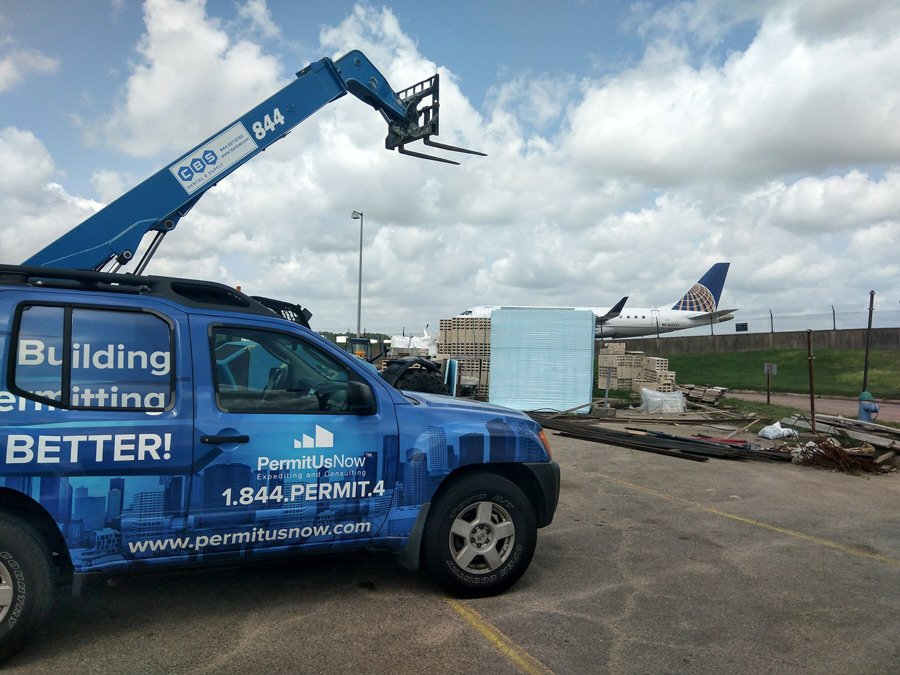 PermitUsNow fleet truck at BUSH IAH where have permitted at least 85% of the concessions at IAH and HOU plus pull permits on United and other entities in aviation.